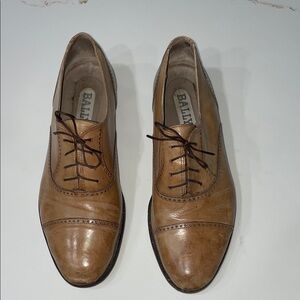 Bally Men's Winston Brogue Captoe Tan Leather Lace-Up Oxford Shoes | 10